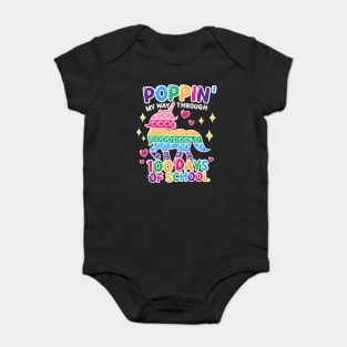 Funny Happy Poppin my way trough 100 Days Of School Baby Bodysuit